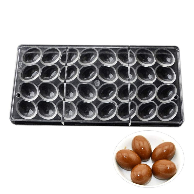 Polycarbonate Chocolate Mold DIY Candy Mould Clear Hard Plastic Bakeware Pastry Tools Small Easter Egg Smooth Surface (19272)